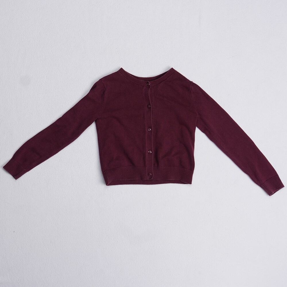 Childrens Place Girls Cardigan Sweater Size 5/6 Burgundy School Uniform Cotton